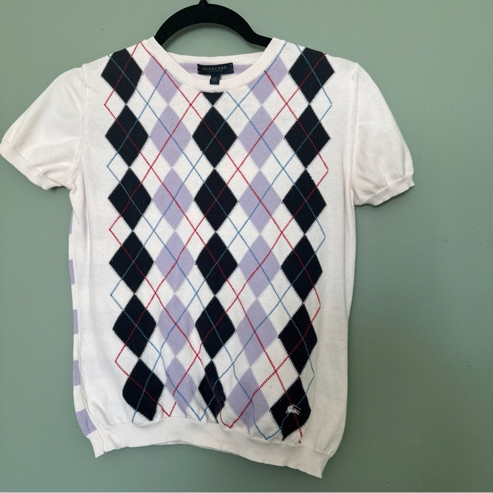 Burberry Kids Argyle Sweater - White, Black, and Purple